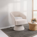 Swivel Accent Chair Armchair, Round Barrel Chair in Fabric for Living Room Bedroom, Beige