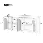 TREXM Large Storage Space Sideboard with Artificial Rattan Door and Metal Handles for Living Room and Entryway (Black)