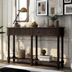 TREXM Console Table Sofa Table Easy Assembly with Two Storage Drawers and Bottom Shelf for Living Room Entryway (Espresso)