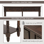 TREXM Console Table Sofa Table Easy Assembly with Two Storage Drawers and Bottom Shelf for Living Room Entryway (Espresso)