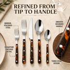 Premium Stainless Steel Flatware Set, 20 Piece Tortoise