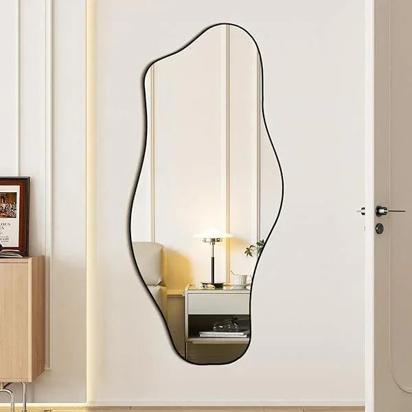 Mirrorons Irregular Wall Mirror, Black Asymmetrical Mirror Decorative Bathroom Mirror, Cloud Mirror, Modern Vanity Mirror, Shatterproof Black Mirror