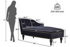 58 inch velvet lounge chair, button cluster right arm lounge chair with nail head decoration and solid wood legs