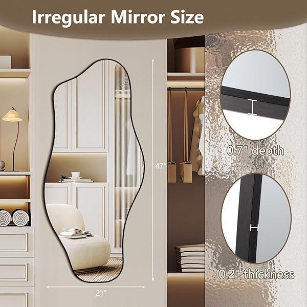 Mirrorons Irregular Wall Mirror, Black Asymmetrical Mirror Decorative Bathroom Mirror, Cloud Mirror, Modern Vanity Mirror, Shatterproof Black Mirror