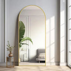 MELOMOIR Large Arched Mirror - Full Length, Extra Large Floor Mirror for Bedroom, Living Room, Gym - Hanging or Leaning - Gold Frame