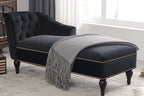 58 inch velvet lounge chair, button cluster right arm lounge chair with nail head decoration and solid wood legs