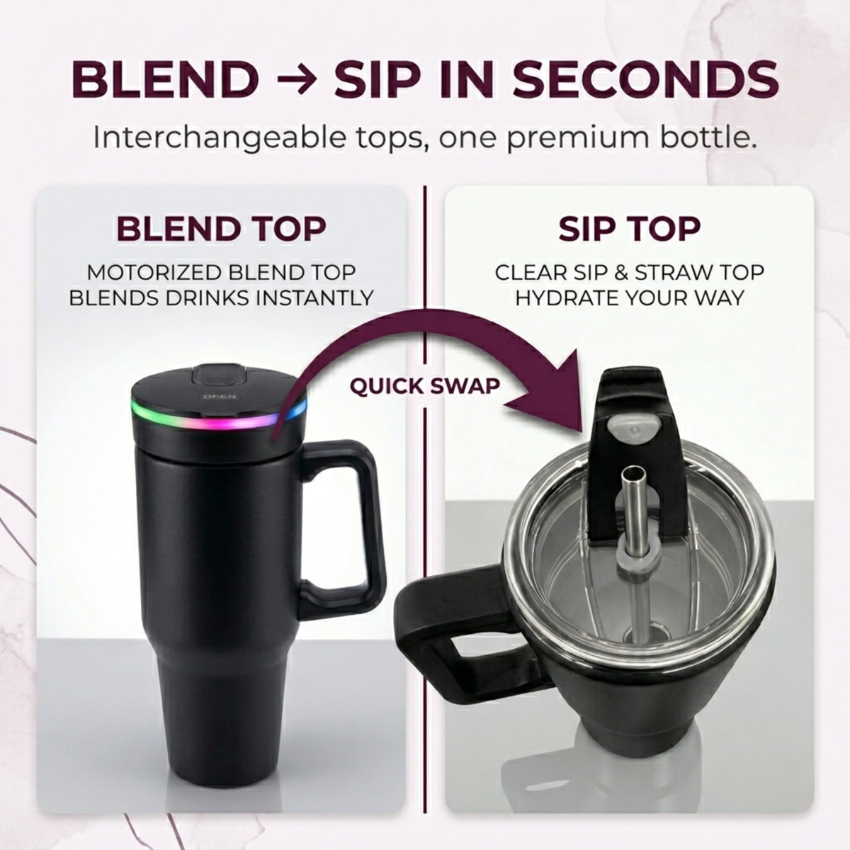 BLENDi Steel Insulated Portable Blender – 21oz, Crushes Ice, USB-C Rechargeable