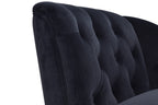 58 inch velvet lounge chair, button cluster right arm lounge chair with nail head decoration and solid wood legs