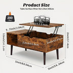 Lift Top Coffee Table with Storage, Wooden Living Room Center Table